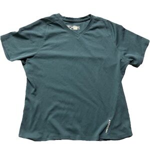 Women’s New Balance Dark Green Athletic V Neck T Shirt Size Medium